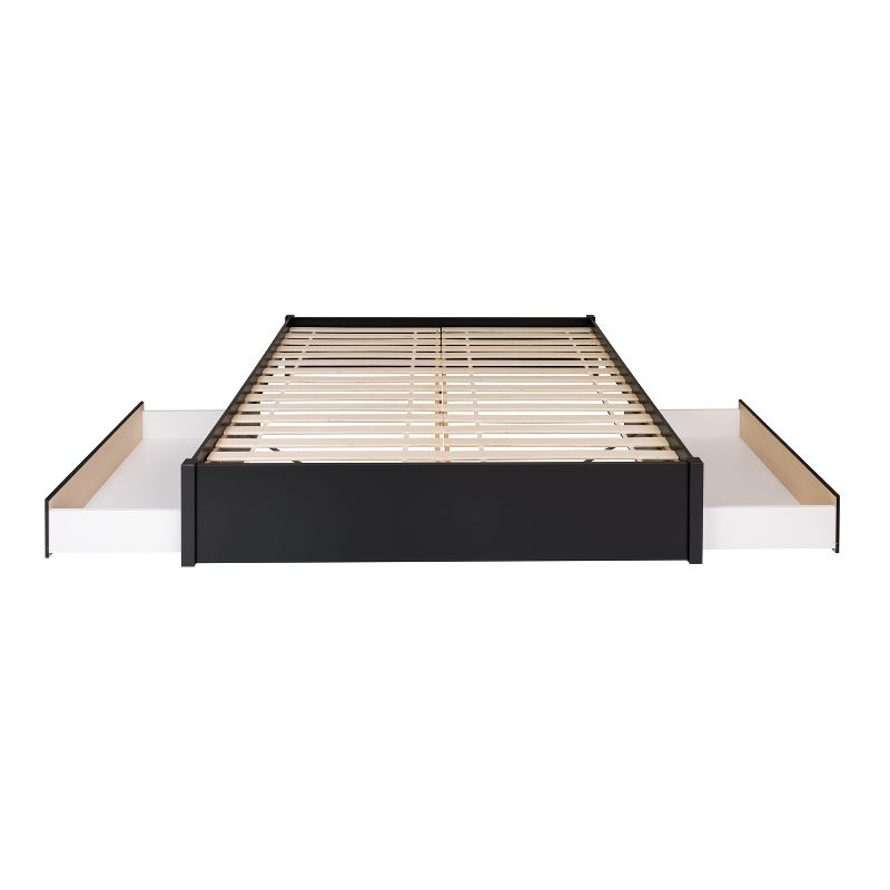 King Select 4-Post Platform Bed with 2 Drawers Black - Prepac: Solid Wood, Storage Functionality