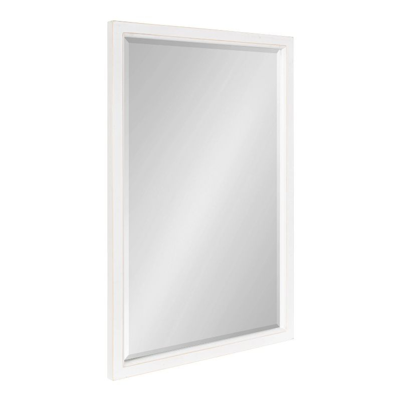20" x 30" Hogan Wood Framed Decorative Wall Mirror White - Kate & Laurel All Things Decor: Modern Rectangle, No Assembly Required