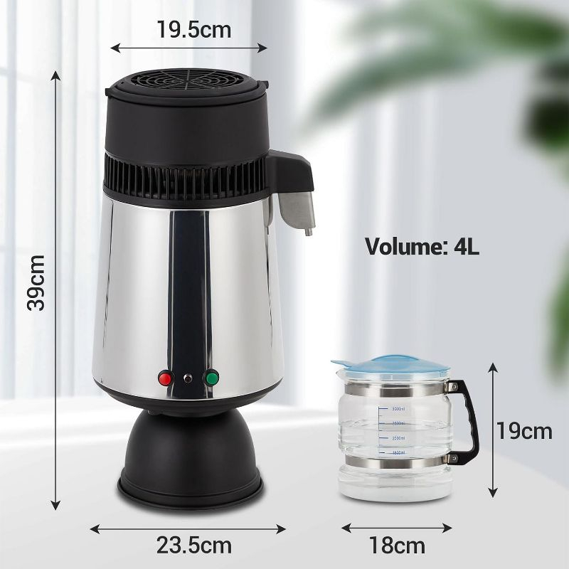 4L Water Distiller 750W Distilled Water Maker 1L/H Pure Water Purifier Filter