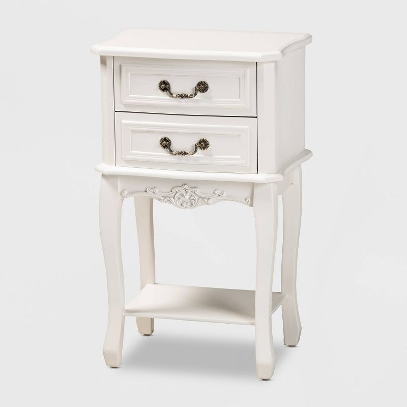 Gabrielle 2 Drawer Wood Nightstand White/Brass - Baxton Studio