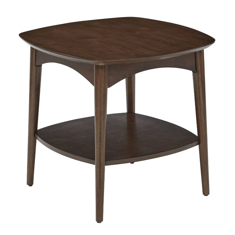 Copenhagen Accent Table Walnut - OSP Home Furnishings: Mid-Century 2-Tiered, Square, Wood Construction