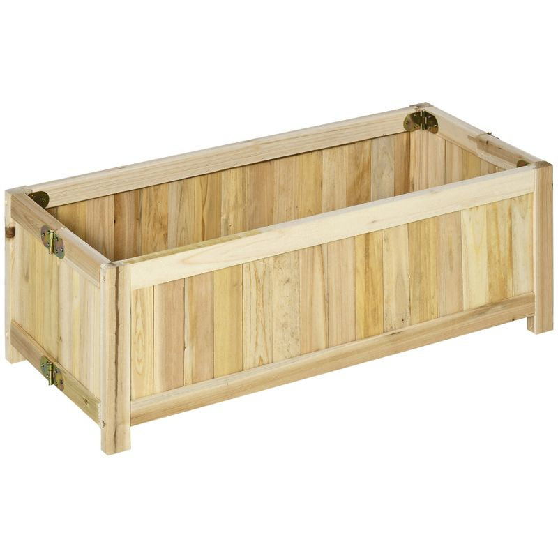Outsunny 28'' x 12'' Foldable Raised Garden Bed, Wooden Planter Box,  Herb Garden Planter for Backyard, Patio to Grow Vegetables, Herbs, and Flowers
