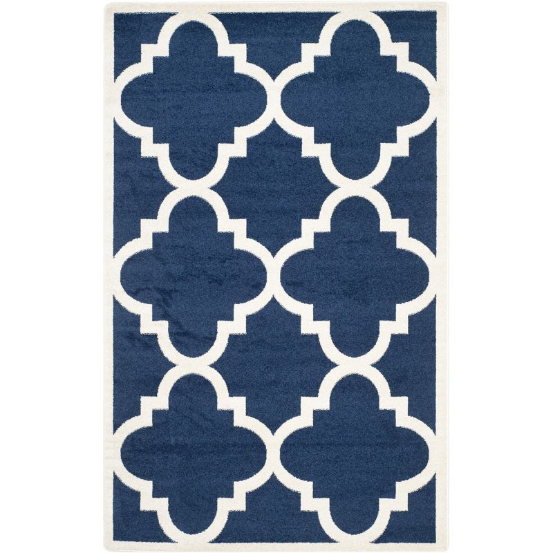Amherst AMT423 Power Loomed Indoor Area Rug - Navy/Beige - 5'3"x8' - Safavieh