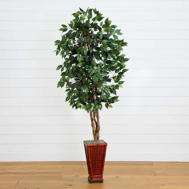 Nearly Natural 6.5-ft Ficus with Decorative Planter