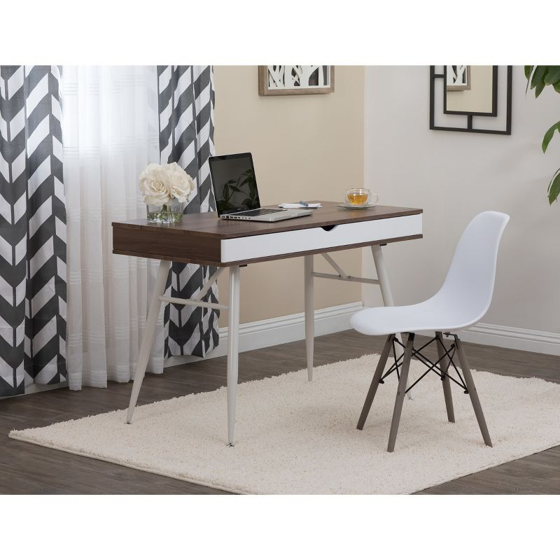 Alcove Writing Desk Chestnut - Calico Designs: Metal Frame, MDF Surface, Mid-Century Modern Style