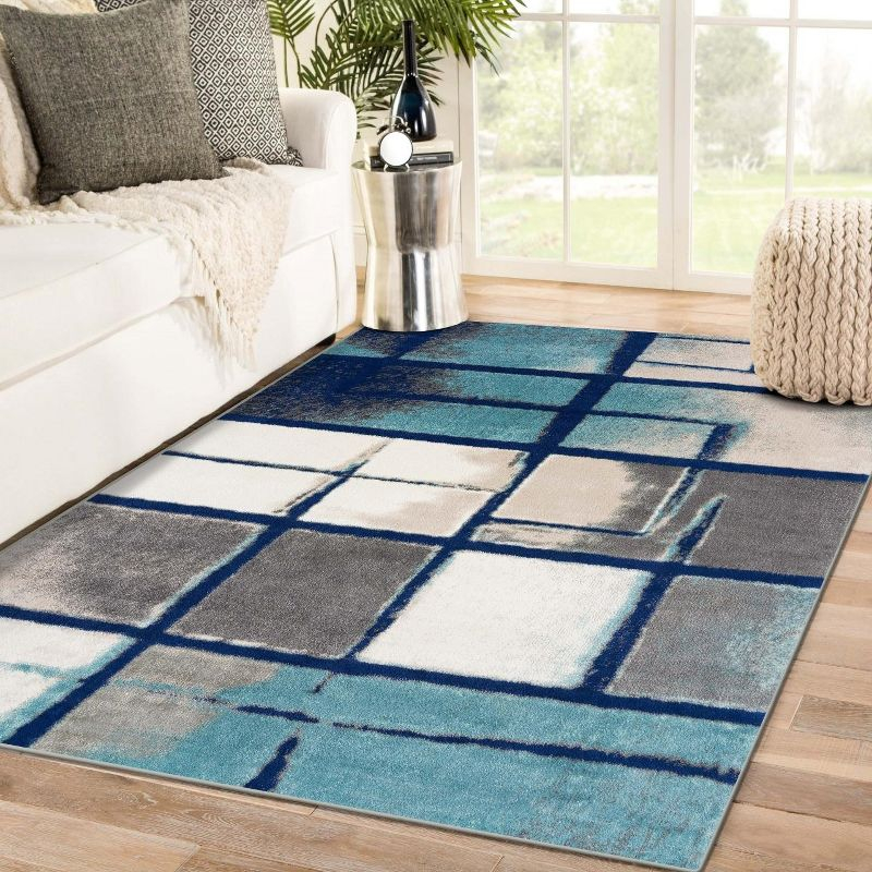 Luxe Weavers Art Deco Geometric Area Rug, Blue 4x5