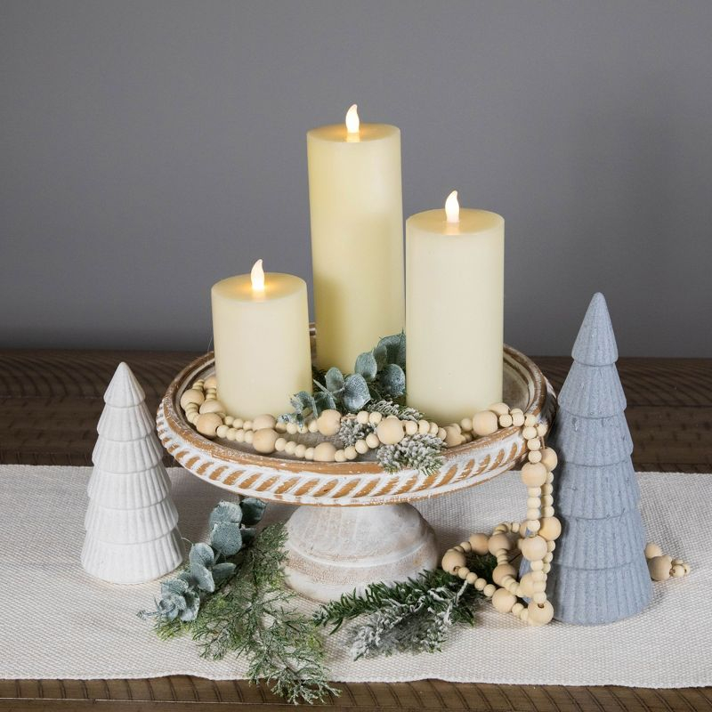 Northlight LED Flickering Flameless Pillar Candles - 8.75" - Cream - Set of 3