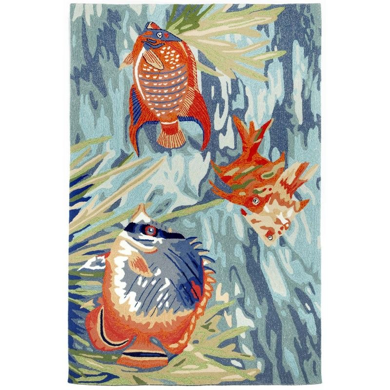 Liora Manne Ravella Tropical Fish Indoor/Outdoor Rug Ocean 7'6" x 9'6"