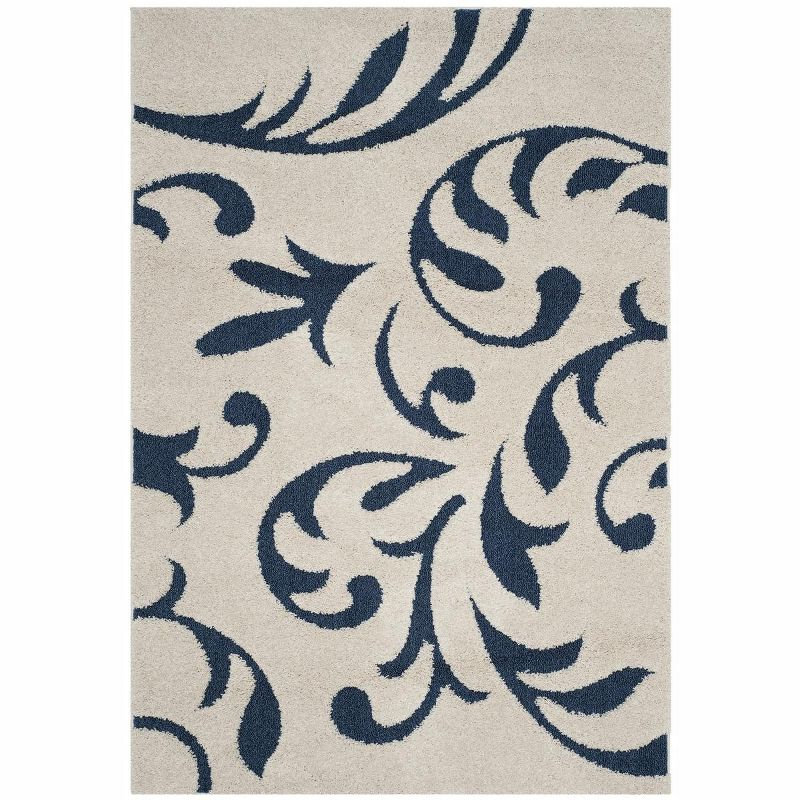 Florida Shag SG468 Power Loomed Indoor Area Rug - Cream/Blue - 5'3"x7'6" - Safavieh.