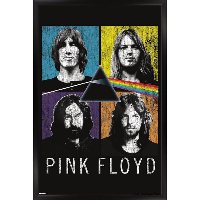 Trends International Pink Floyd - The Dark Side Of The Moon Quad Framed Wall Poster Prints Black Framed Version 14.725" x 22.375"