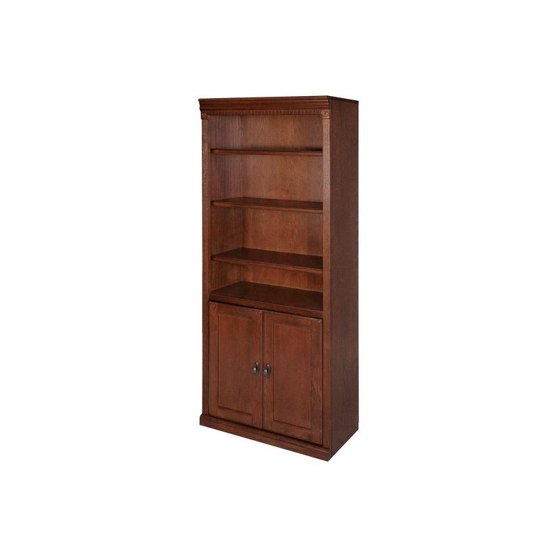 72" Huntington Oxford Wood Bookcase with Doors Brown - Martin Furniture: Hardwood, No Assembly Required