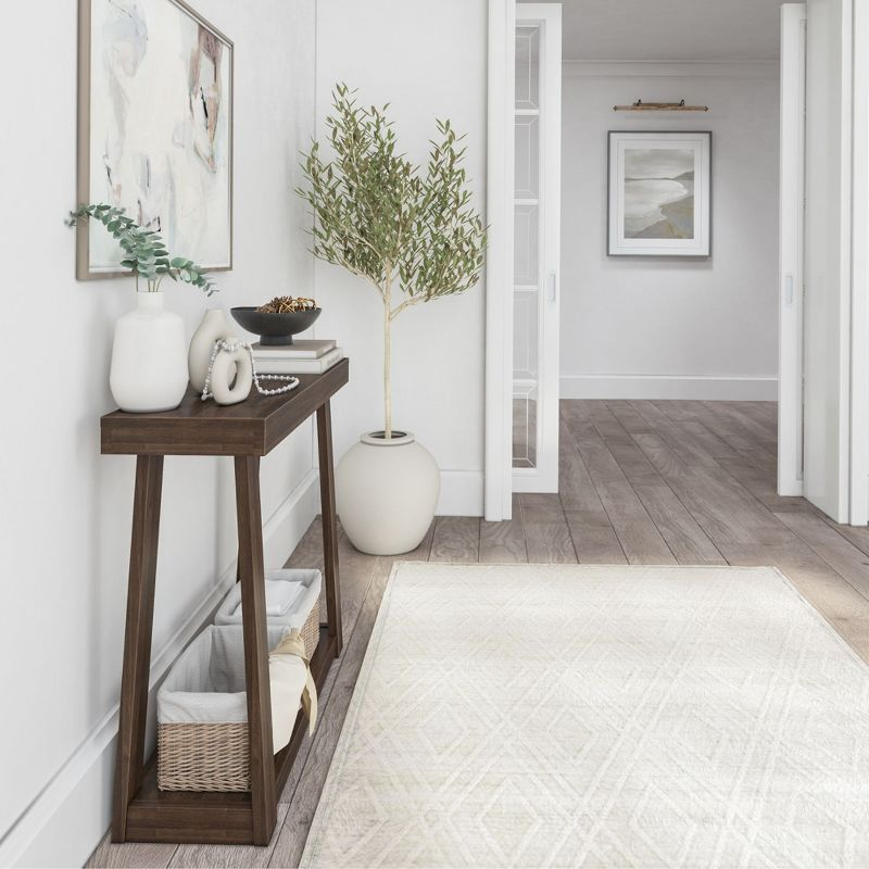 Plank+Beam 36” Solid Wood Console Table with Storage, Classic Farmhouse Style Sofa Table with Shelf, Narrow Entryway Table for Hallway, Walnut