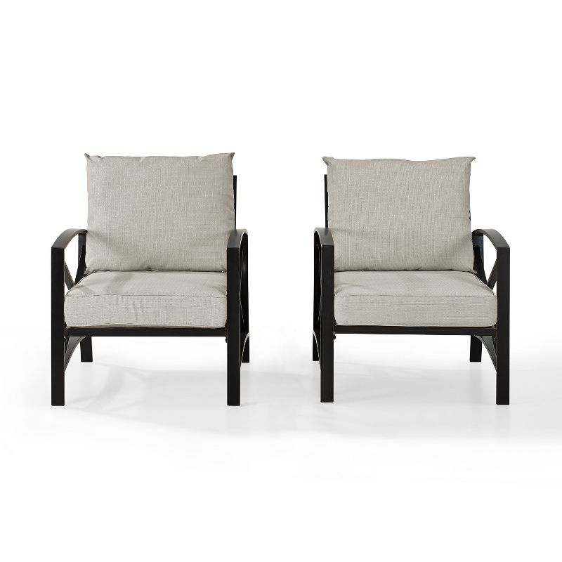 2pc Kaplan Outdoor Chair Set Oatmeal - Crosley: Steel Frame, UV-Resistant Cushions, Patio Seating