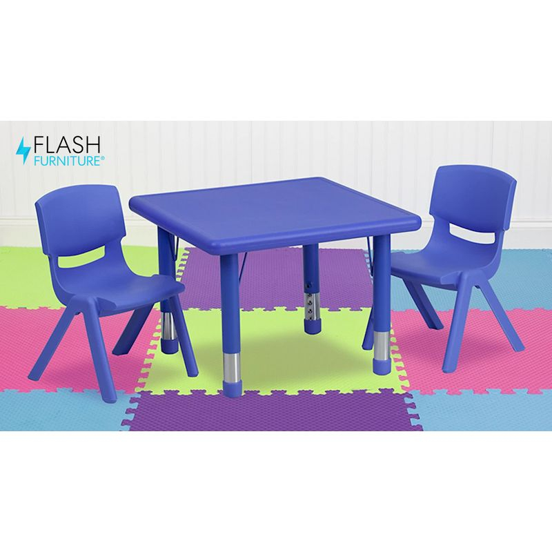 Goddard 24" Square Plastic Height Adjustable Activity Table Set with 2 Chairs