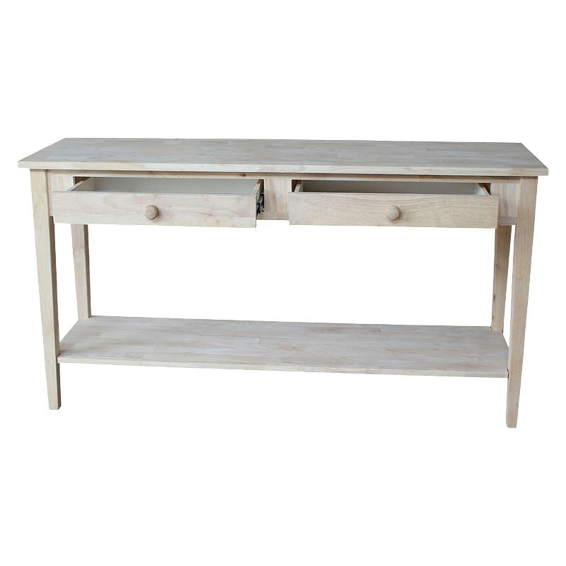 60" Spencer Extended Length Console Server Table Light Brown - International Concepts: Hardwood Foyer Storage