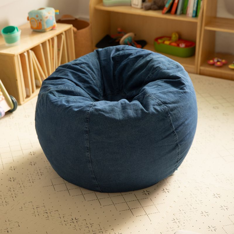 Flash Furniture Dillon Small Denim Refillable Bean Bag Chair for Kids and Teens