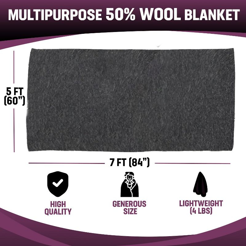 Kemp USA 50% Wool Multipurpose Blanket Durable Throw Blanket for Survival Kit, Fire Retardant