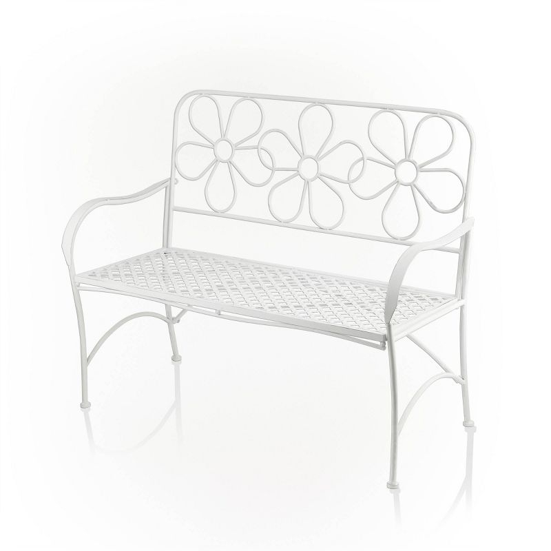 36" x 45" Daisy Metal Garden Bench White - Alpine Corporation