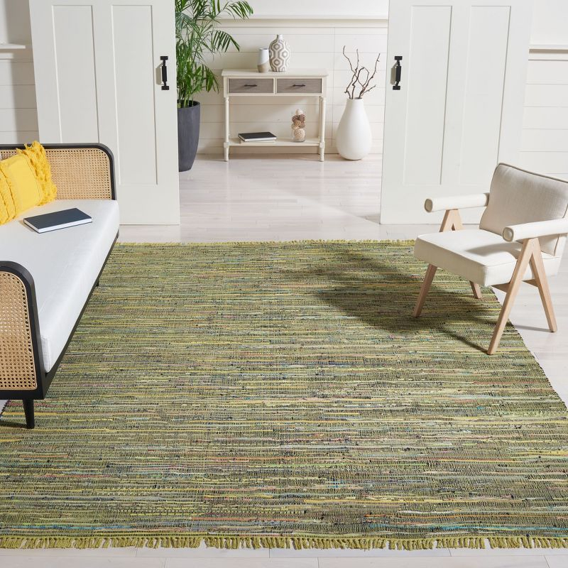 Rag Rug RAR127 Hand Woven Indoor Area Rug - 6'x9' - Light Green/Multi - Safavieh