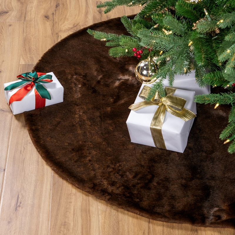 Northlight Mink Faux Fur Christmas Tree Skirt - 48" - Brown