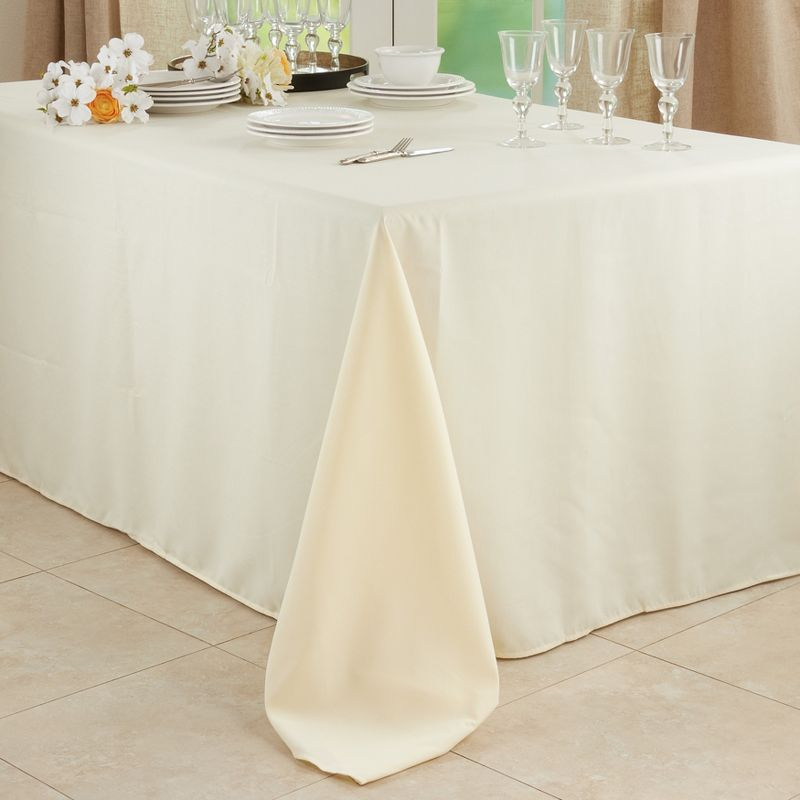 Saro Lifestyle Solid Color Everyday Tablecloth, Ivory, 90" x 108"