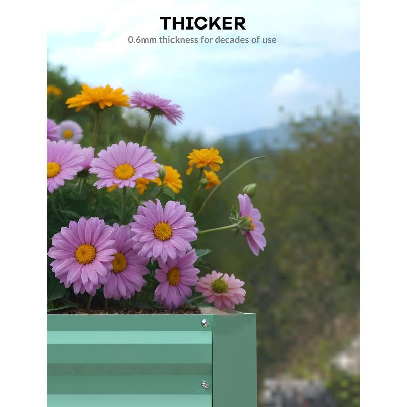 8x4x2ft Galvanized Raised Garden Bed,Deep Root Planter Box for Vegetables,Flowers,Herbs-Large Metal Raised Garden Bed Kit Outdoor,Green