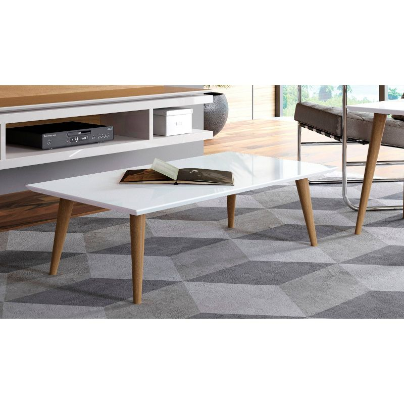 11.81" Utopia High Gloss White Coffee Table with Splayed Legs - Manhattan Comfort: Mid-Century Modern Design