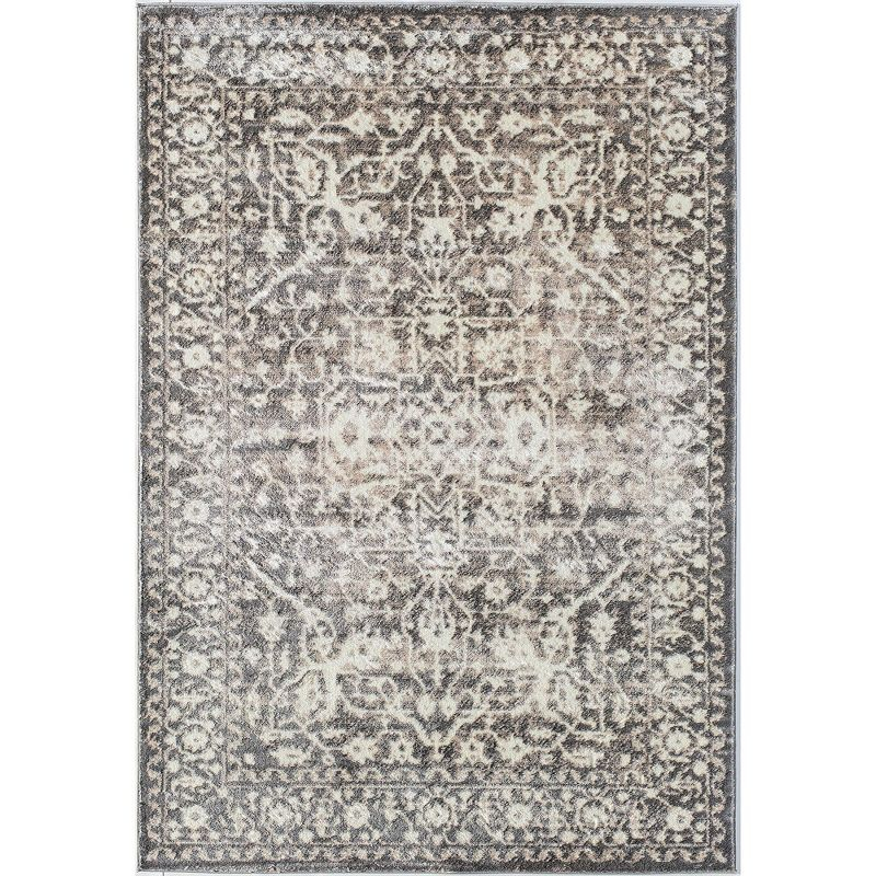 Rugs America Leopold LX20B Stone Transitional Cream Area Rug for Dining Room Rug Neutral Rug Living Room Rug Kitchen, 5'3"x7'