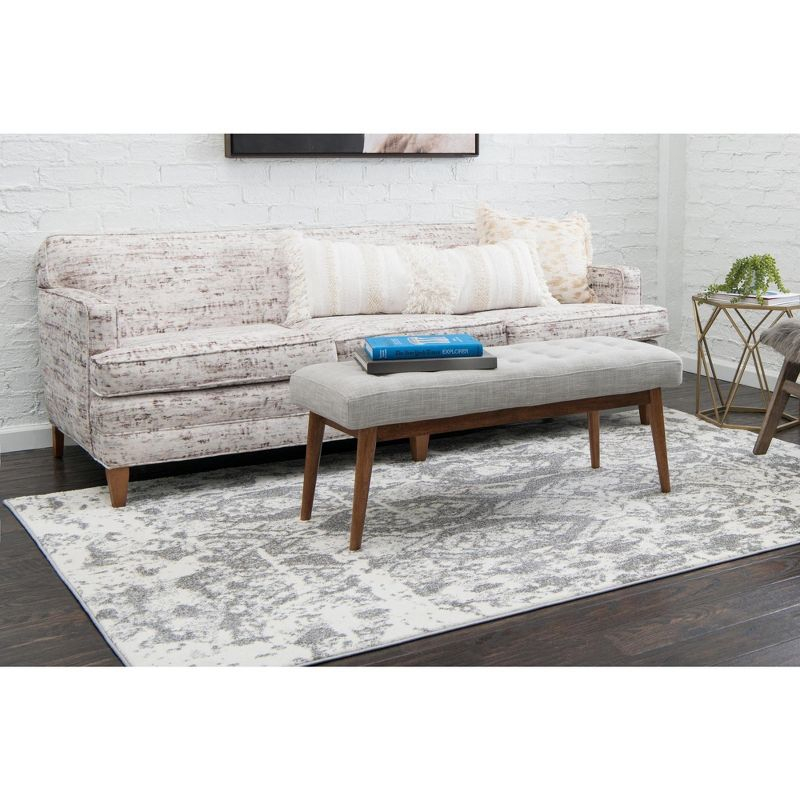 Unique Loom Rosso Collection Area Rug - Piazza (5' 1" x 8' Rectangle Light Gray/Ivory)