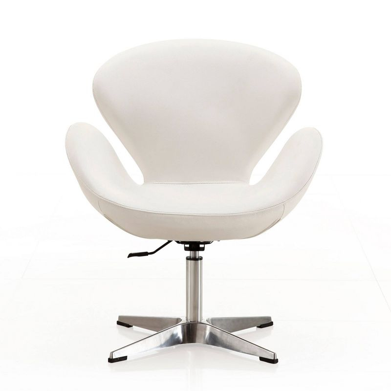 Raspberry Faux Leather Adjustable Swivel Chair White - Manhattan Comfort: Retro Chic, Steel Cross Legs, 39.4" Height