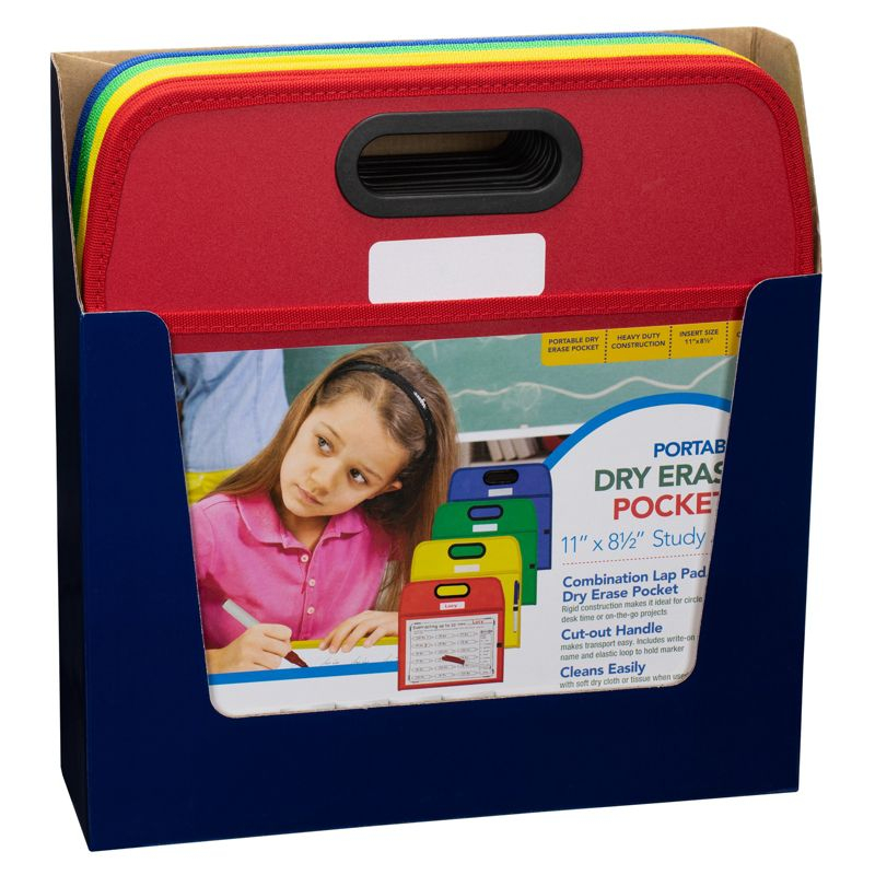 C-Line® Portable Dry Erase Pockets - Study Aid, Assorted Primary Colors, 10 x 13, 1/EA