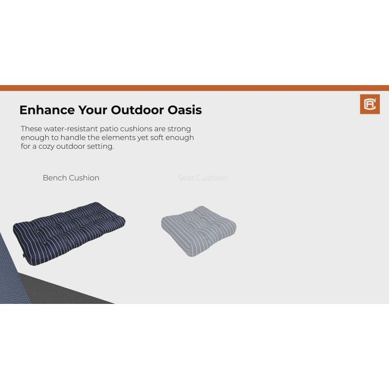 18"x48" Outdoor Bench Cushion Moon Mist Stripe - Classic Accessories: Water-Resistant, Tufted, Polyester Patio Seat Pad