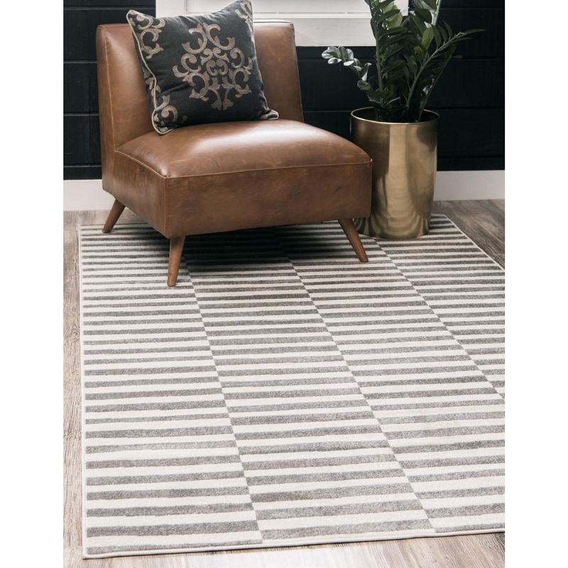 Unique Loom Williamsburg Collection Area Rug - Striped (10'  x 13' 1" Rectangle Dark Gray/Ivory)