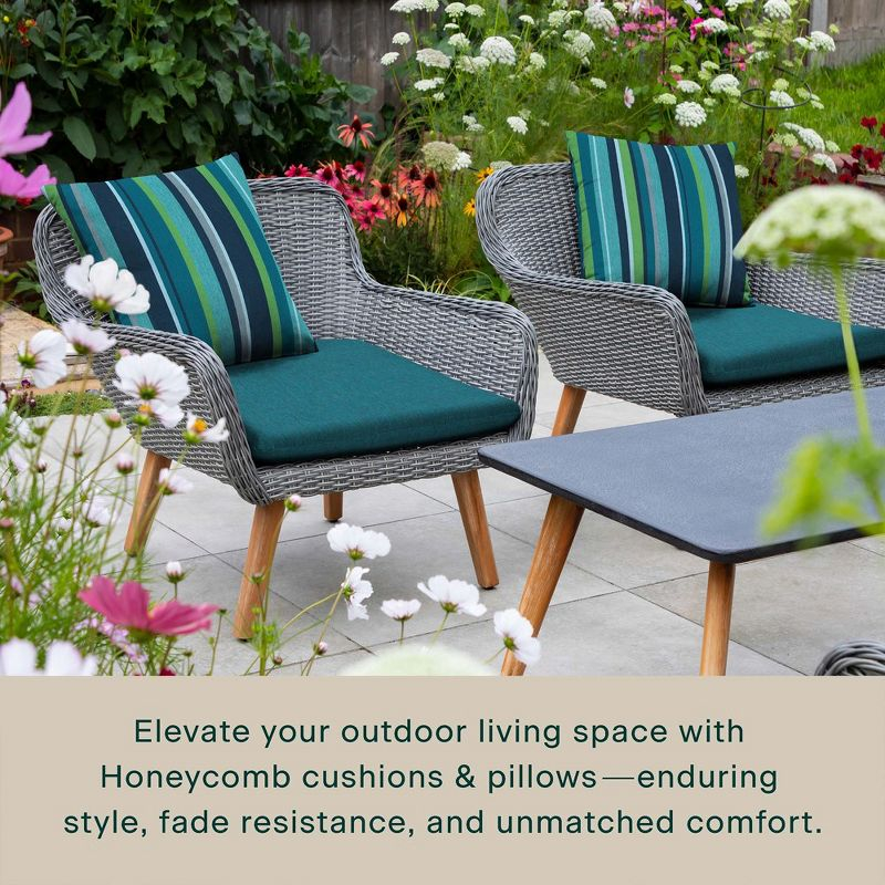 Honeycomb Outdoor Universal Seat Cushion (2-Pack) - Textured Solid Teal