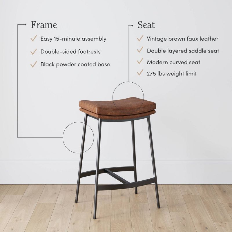 Nathan James Set of 4 Arlo Backless Counter Height Barstool Brown
