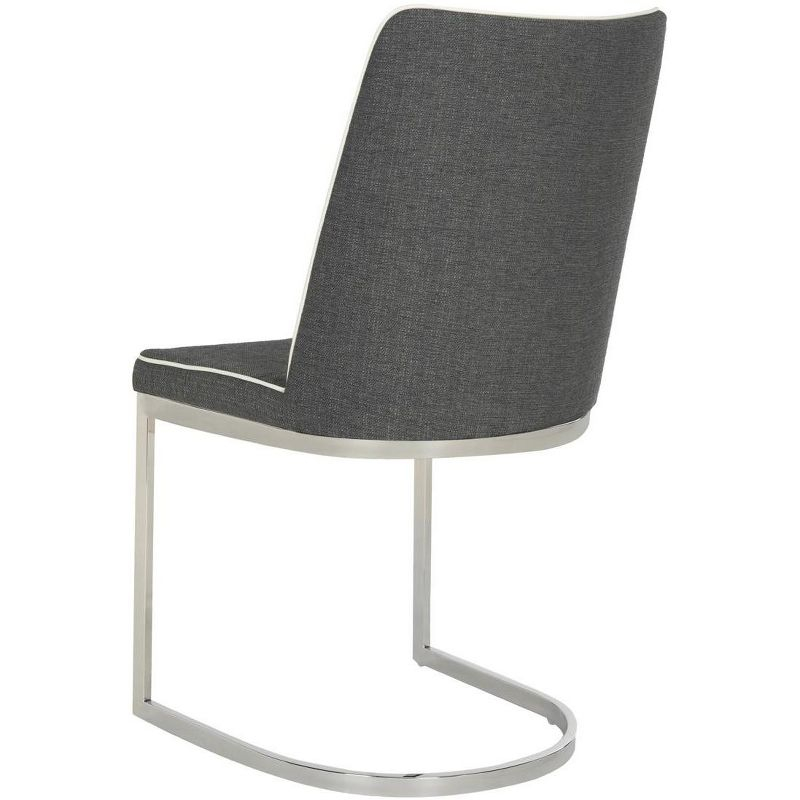 Parkston 18''H Linen Side Chair (Set of 2) - Grey/White - Safavieh
