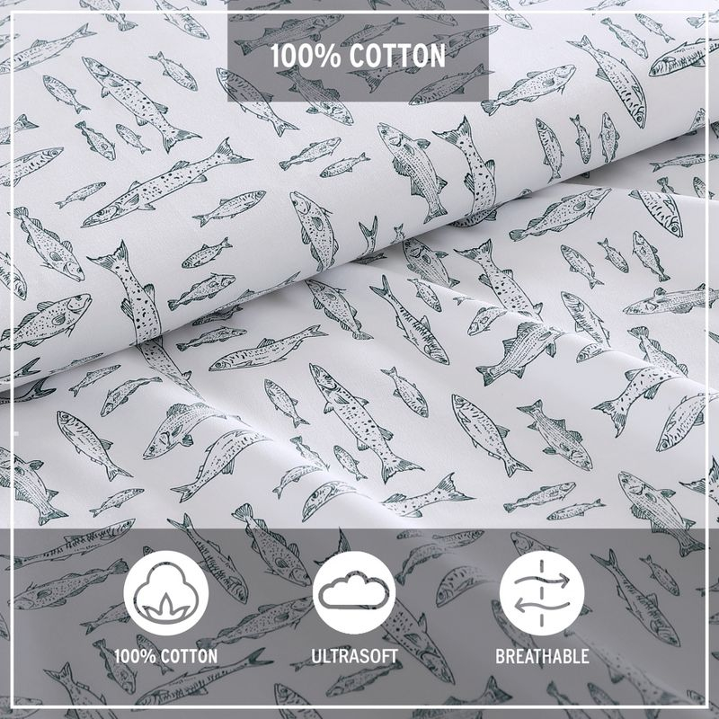 Eddie Bauer Albright Hill 100% Cotton Percale- 3 Piece- Sheet Set  Green- Twin