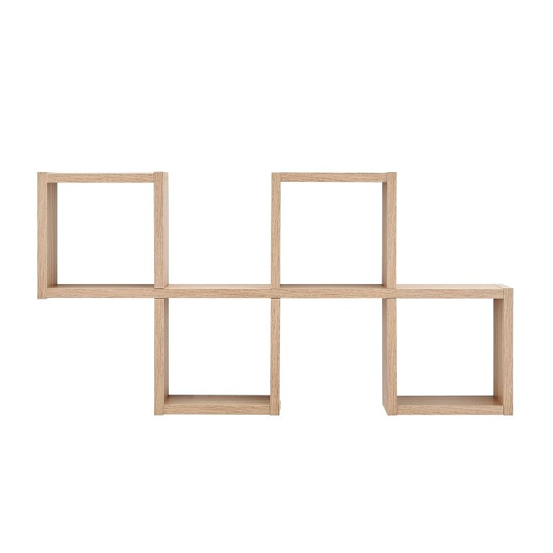 Danya B. 30" x 15.25" Cubby Chessboard Wall Shelf Chestnut - MDF, Contemporary Design, Interlocking