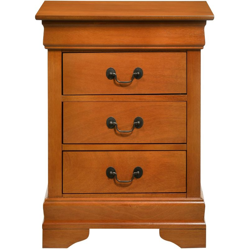 Passion Furniture Louis Philippe 3-Drawer Oak Nightstand (29 in. H x 21 in. W x 16 in. D)