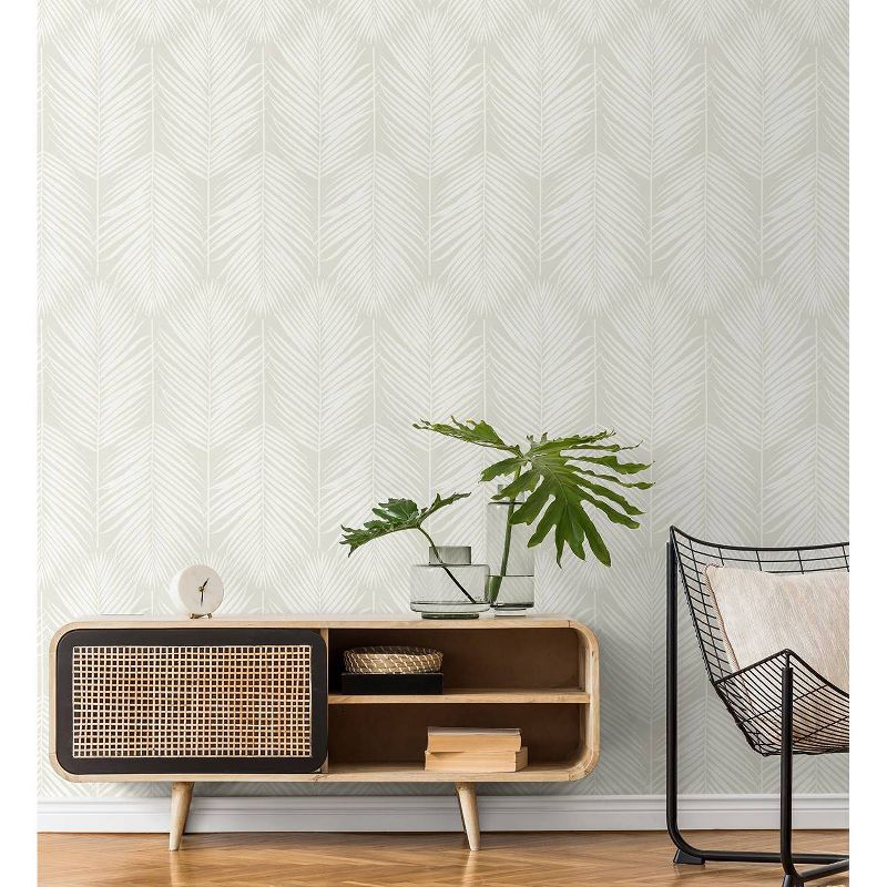 NextWall Palm Silhouette Peel and Stick Wallpaper Light Beige: Vinyl, Self-Adhesive, Botanical Leaf Pattern, 30.75 Sq Ft Coverage