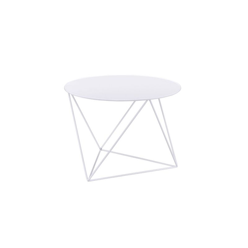 Acme Furniture Epidia Accent Table White: Round Metal Side Table, Powder-Coated Finish, 17" Height
