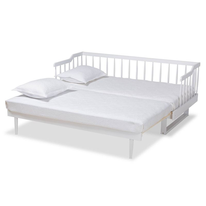 Baxton Studio Twin to King Muriel Expandable Spindle Daybed White : Contemporary Style, No Box Spring Needed