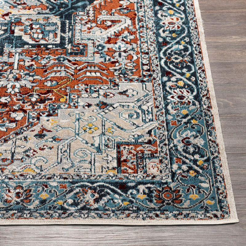 Mark & Day West Baden 5'3"x7' Rectangle Washable Woven Indoor Area Rugs Burnt Orange: Traditional Medallion, Stain-Resistant, Polyester