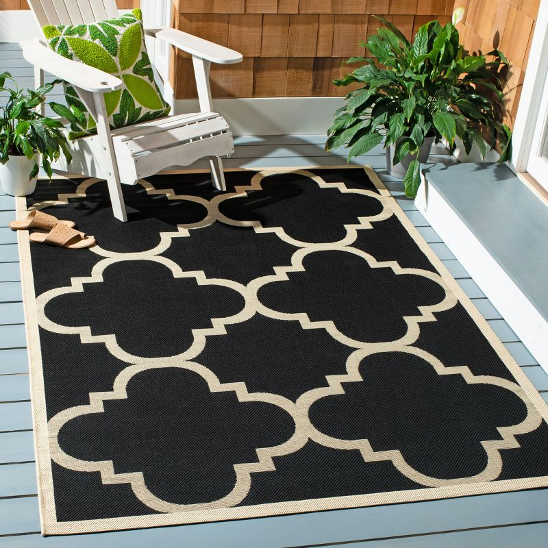 Courtyard CY6243 Power Loomed Indoor and Outdoor Area Rug - Black/Beige - 5'3"x7'7" - Safavieh
