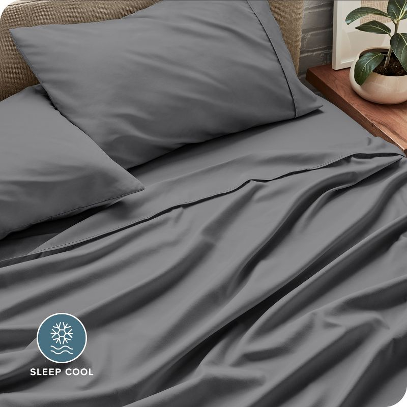 Twin Grey 22 Inch Extra Deep Pocket Sheet Set, Double Brushed Microfiber Sheets by Bare Home