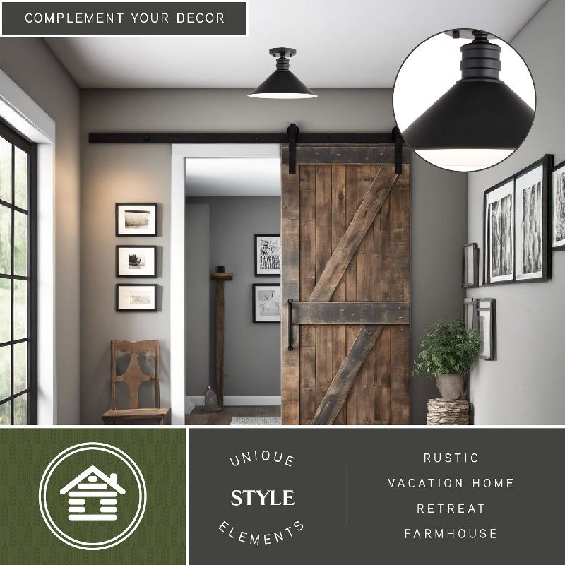VAXCEL Akron 12-in W Bronze Metal Industrial MCM Cone Semi Flush Mount Ceiling Light