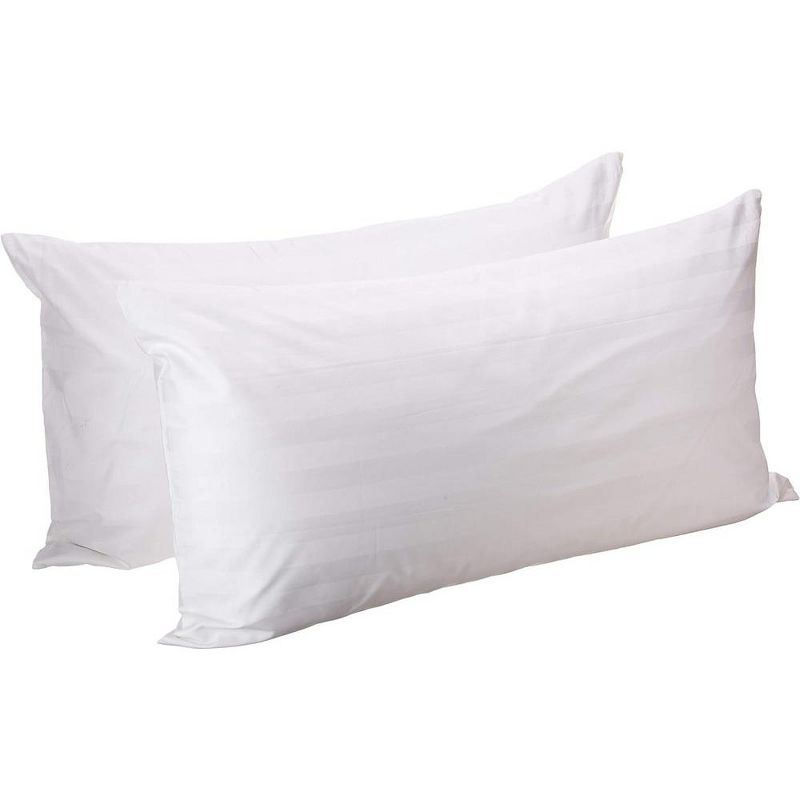 Containental Bedding Damask Zippered 300 Thread Count Cotton Pillow Protector - Standard Size 20x26 Inch Set of 2