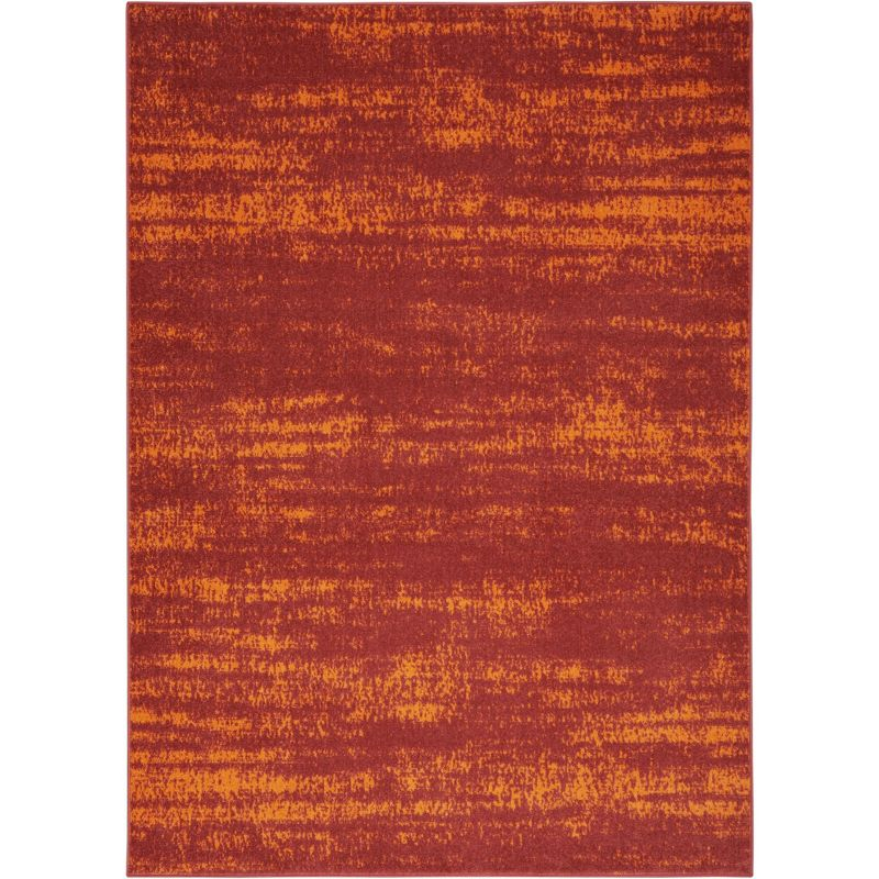 Nourison Essentials Abstract Low Pile Indoor Outdoor Area Rug 5' x 7' Red