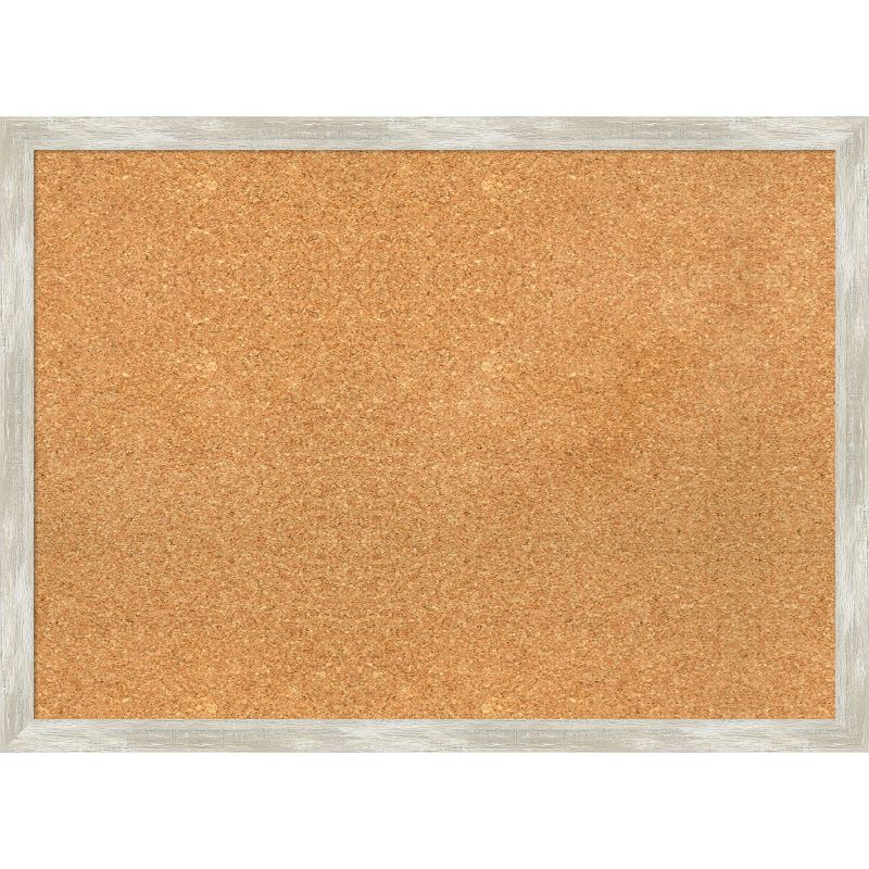 Amanti Art Natural Cork Board Framed Crackled Metallic Narrow Bulletin Board 30 in. x 22 in.