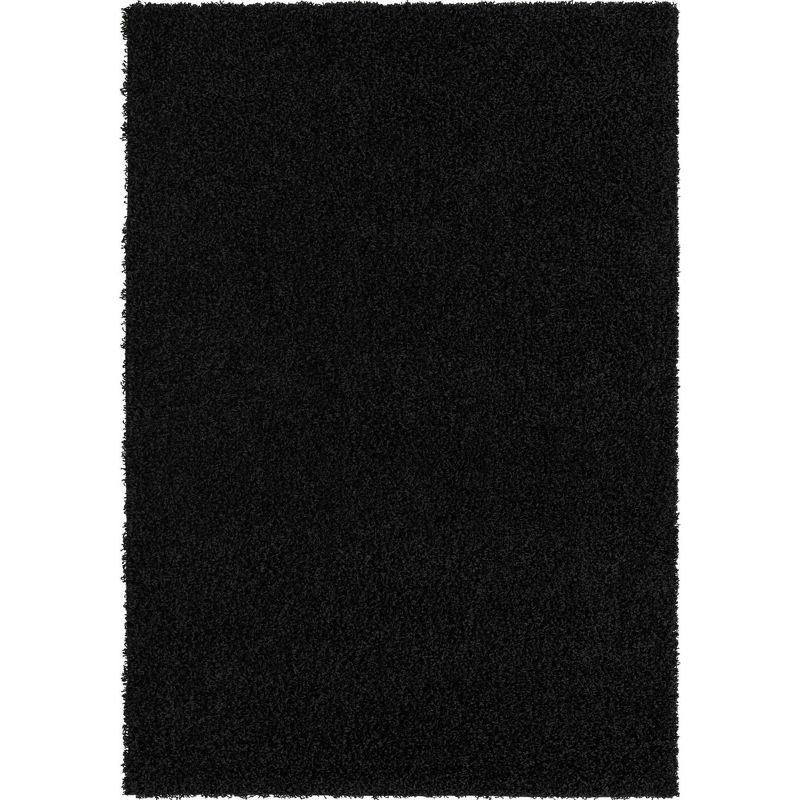 Unique Loom 4' 1 x 6' 1 Solid Shag Jet Black Area Rug